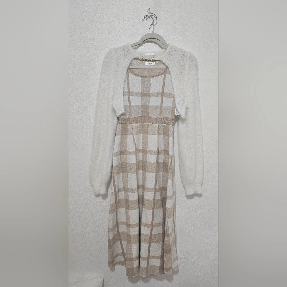 Evelyn bolero checkered long one piece dress - Picture 3 of 5